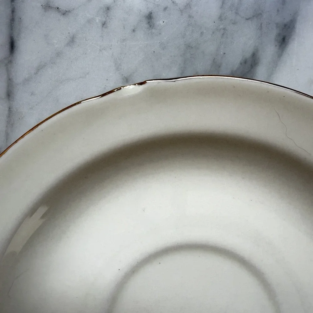 VTG 50s MCM Eastern China Co USA Pink Rose Saucers 22K Gold Trim - Set of 3‎